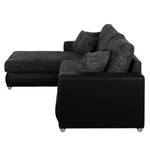 Divano angolare Berrings (anche letto) Similpelle / Tessuto strutturato nero - Longchair preimpostata a sinistra