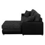 Divano angolare Berrings (anche letto) Similpelle / Tessuto strutturato nero - Longchair preimpostata a destra