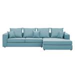 Ecksofa Bilbao Webstoff Stoff Selva: Hellblau - Longchair davorstehend rechts