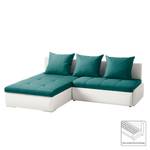 Hoekbank Birdsville (met slaapfunctie) kunstleer/geweven stof - longchair aan beide zijden monteerbaar - Wit/turquoise