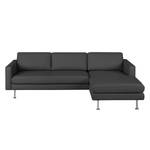 Ecksofa Bivona II Echtleder Anthrazit - Longchair davorstehend rechts