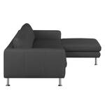 Ecksofa Bivona II Echtleder Anthrazit - Longchair davorstehend rechts