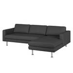 Ecksofa Bivona II Echtleder Anthrazit - Longchair davorstehend rechts