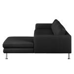 Ecksofa Bivona II Echtleder Schwarz - Longchair davorstehend rechts