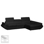 Ecksofa Black Rock II (mit Schlaffunktion) - Kunstleder - Schwarz - Longchair davorstehend rechts