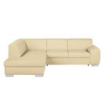 Ecksofa Bollon Kunstleder Warmes Beige - Ottomane davorstehend links - Schlaffunktion