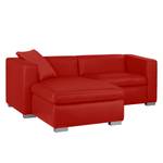 Ecksofa Bolsena II Echtleder Rot - Longchair davorstehend links