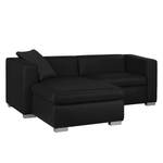 Ecksofa Bolsena II Echtleder Schwarz - Longchair davorstehend links