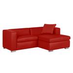 Ecksofa Bolsena II Echtleder Rot - Longchair davorstehend rechts