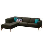 Ecksofa Bora II Webstoff Webstoff Saia: Schwarz-Braun - Ottomane davorstehend links