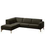 Ecksofa Bora II Webstoff Webstoff Saia: Schwarz-Braun - Ottomane davorstehend links