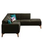 Ecksofa Bora II Webstoff Webstoff Saia: Schwarz-Braun - Ottomane davorstehend rechts