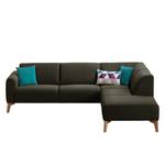 Ecksofa Bora II Webstoff Webstoff Saia: Schwarz-Braun - Ottomane davorstehend rechts