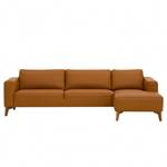 Ecksofa Bora Echtleder Echtleder Neka: Cognac - Longchair davorstehend rechts - Eiche