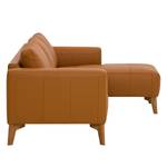 Ecksofa Bora Echtleder Echtleder Neka: Cognac - Longchair davorstehend rechts - Eiche