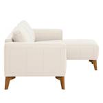 Ecksofa Bora Echtleder Echtleder Neka: Creme - Longchair davorstehend rechts - Eiche