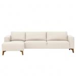 Ecksofa Bora Echtleder Echtleder Neka: Creme - Longchair davorstehend links - Eiche