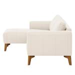 Ecksofa Bora Echtleder Echtleder Neka: Creme - Longchair davorstehend links - Eiche