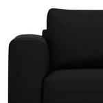 Ecksofa Bora Echtleder Echtleder Neka: Schwarz - Longchair davorstehend rechts - Eiche