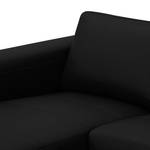 Ecksofa Bora Echtleder Echtleder Neka: Schwarz - Longchair davorstehend links - Eiche