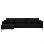 Ecksofa Bora Webstoff Webstoff Anda II: Grau - Longchair davorstehend links - Edelstahl