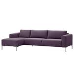 Ecksofa Bora Webstoff Webstoff Anda II: Violett - Longchair davorstehend links - Edelstahl