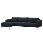 Ecksofa Bora Webstoff Webstoff Saia: Anthrazit - Longchair davorstehend links - Edelstahl