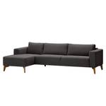 Ecksofa Bora Webstoff Webstoff Anda II: Anthrazit - Longchair davorstehend links - Eiche