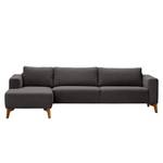 Ecksofa Bora Webstoff Webstoff Anda II: Anthrazit - Longchair davorstehend links - Eiche