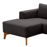 Ecksofa Bora Webstoff Webstoff Anda II: Anthrazit - Longchair davorstehend links - Eiche