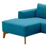 Hoekbank Bora geweven stof Geweven stof Anda II: Turquoise - Longchair vooraanzicht links - Eik