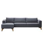 Ecksofa Bora Webstoff Webstoff Milan: Anthrazit - Longchair davorstehend links - Eiche