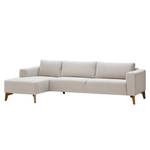 Ecksofa Bora Webstoff Webstoff Saia: Beige - Longchair davorstehend links - Eiche