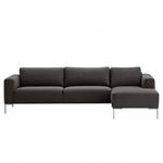 Ecksofa Bora Webstoff Webstoff Anda II: Anthrazit - Longchair davorstehend rechts - Edelstahl