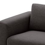 Ecksofa Bora Webstoff Webstoff Anda II: Anthrazit - Longchair davorstehend rechts - Edelstahl