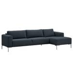 Ecksofa Bora Webstoff Webstoff Anda II: Grau - Longchair davorstehend rechts - Edelstahl