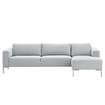 Ecksofa Bora Webstoff Webstoff Anda II: Silber - Longchair davorstehend rechts - Edelstahl