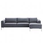 Ecksofa Bora Webstoff Webstoff Milan: Anthrazit - Longchair davorstehend rechts - Edelstahl