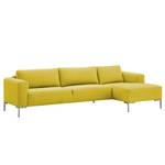 Ecksofa Bora Webstoff Webstoff Milan: Gelb - Longchair davorstehend rechts - Edelstahl