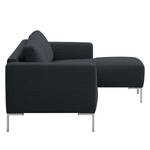 Ecksofa Bora Webstoff Webstoff Saia: Anthrazit - Longchair davorstehend rechts - Edelstahl