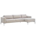 Ecksofa Bora Webstoff Webstoff Saia: Beige - Longchair davorstehend rechts - Edelstahl