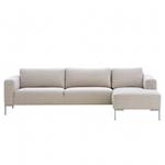 Ecksofa Bora Webstoff Webstoff Saia: Beige - Longchair davorstehend rechts - Edelstahl