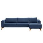 Ecksofa Bora Webstoff Webstoff Anda II: Blau - Longchair davorstehend rechts - Eiche