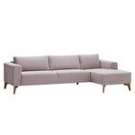 Ecksofa Bora Webstoff Webstoff Milan: Grau-Braun - Longchair davorstehend rechts - Eiche