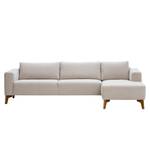 Ecksofa Bora Webstoff Webstoff Saia: Beige - Longchair davorstehend rechts - Eiche