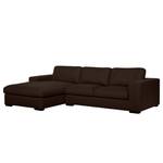 Ecksofa Boston (mit Schlaffunktion) Webstoff - Stoff Dara: Braun - Longchair davorstehend links