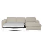 Ecksofa Boston (mit Schlaffunktion) Webstoff - Stoff Dara: Creme - Longchair davorstehend rechts