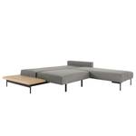 Ecksofa Bragi mit Tisch Webstoff (mit Schlaffunktion) - Stoff Flashtex: Light Grey