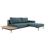 Ecksofa Bragi mit Tisch Webstoff (mit Schlaffunktion) - Stoff Soft: Indigo