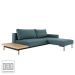 Ecksofa Bragi mit Tisch Webstoff (mit Schlaffunktion) - Stoff Soft: Indigo